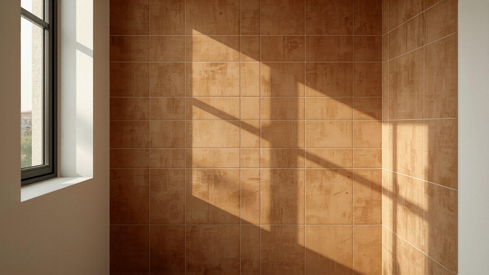 Salle de bain rénovée avec douche à l'italienne en carrelage terracotta