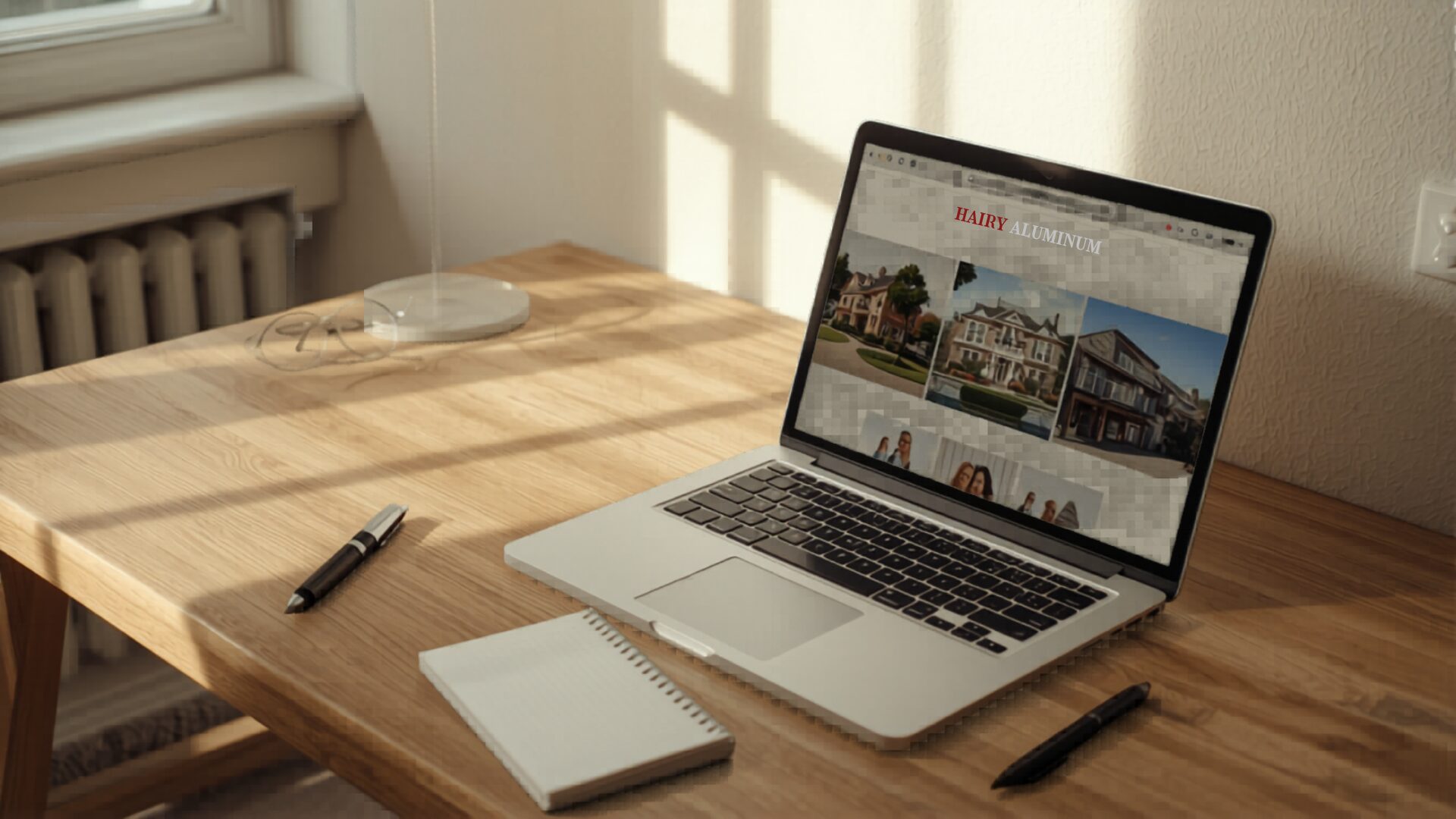 bureau de particulier avec ordinateur affichant limmomalin.fr site immobilier