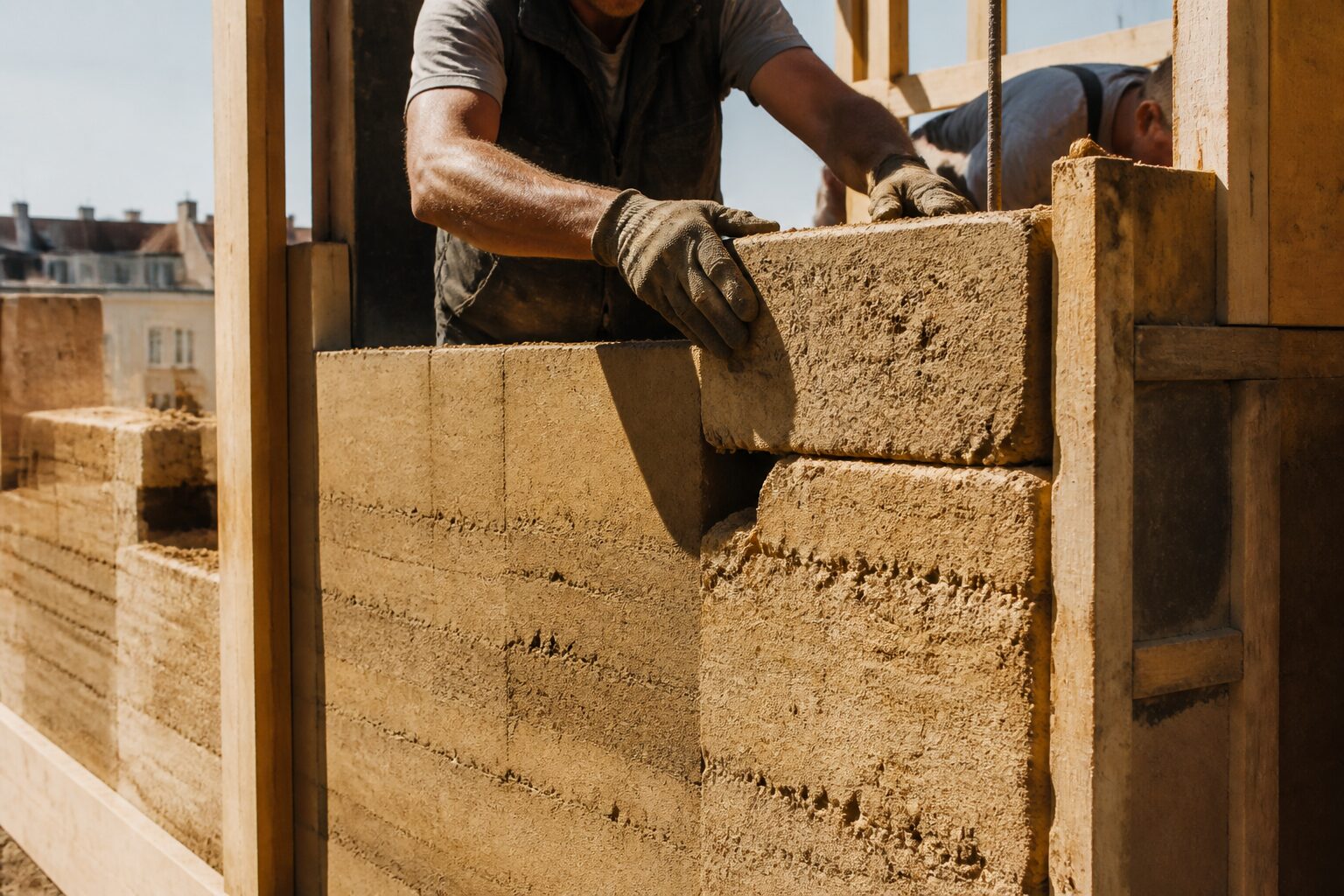 Construction durable Grenoble : chantier écologique avec matériaux biosourcés et artisan qualifié