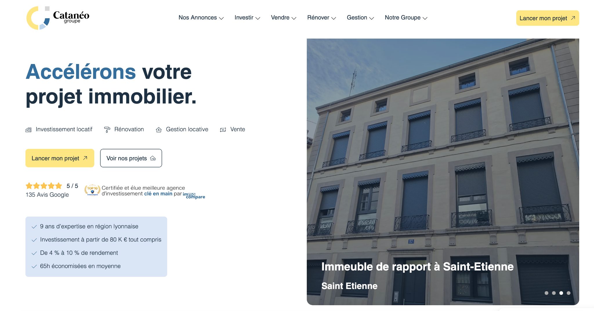 Page d'accueil du groupe Catanéo, spécialiste de l'investissement immobilier