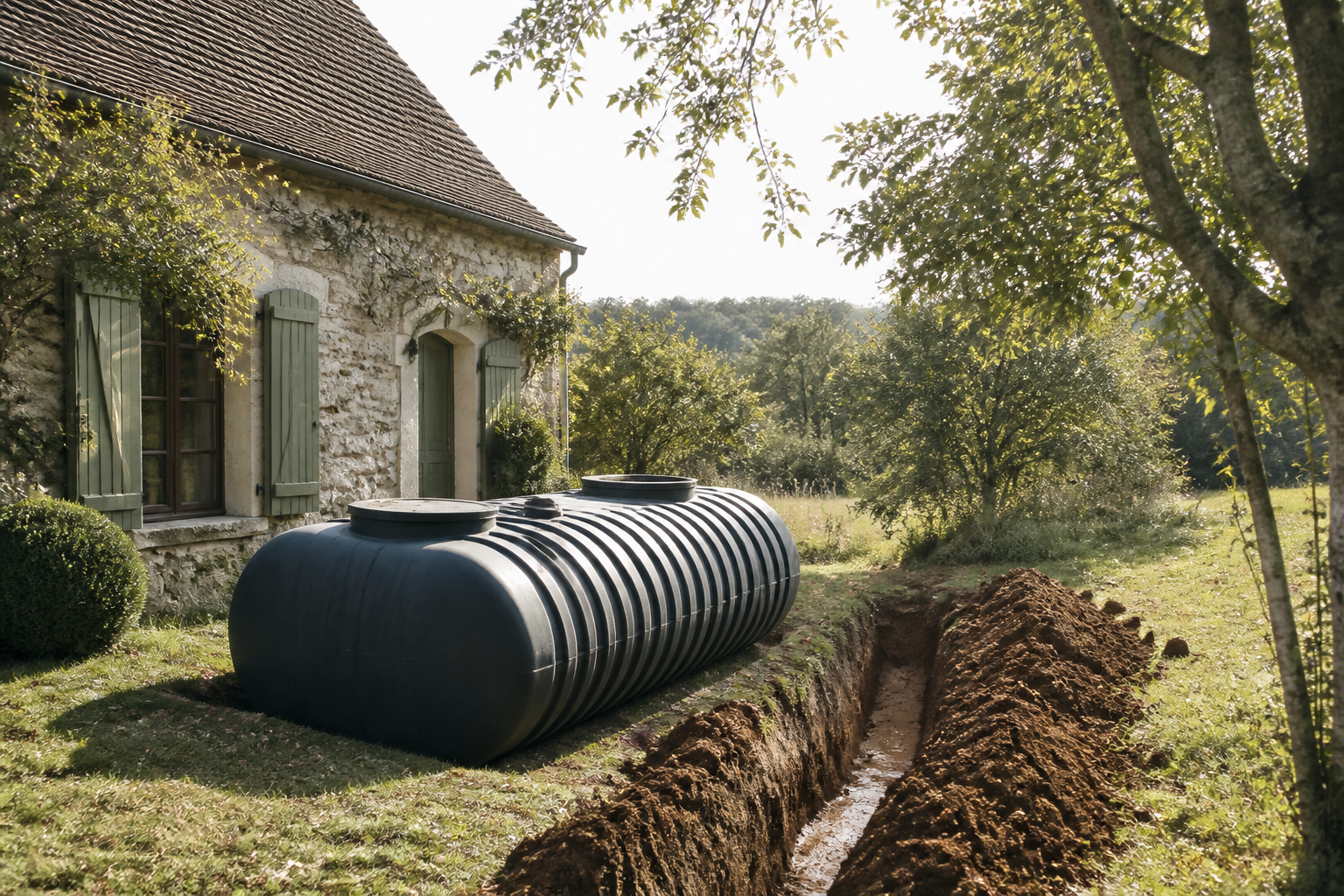 Prix d'une fosse septique installée dans le jardin d'une maison