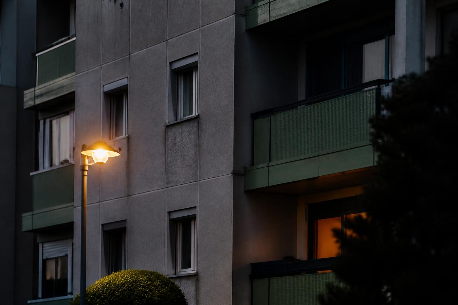 Immeubles d'un grand ensemble savoyard en fin de journée