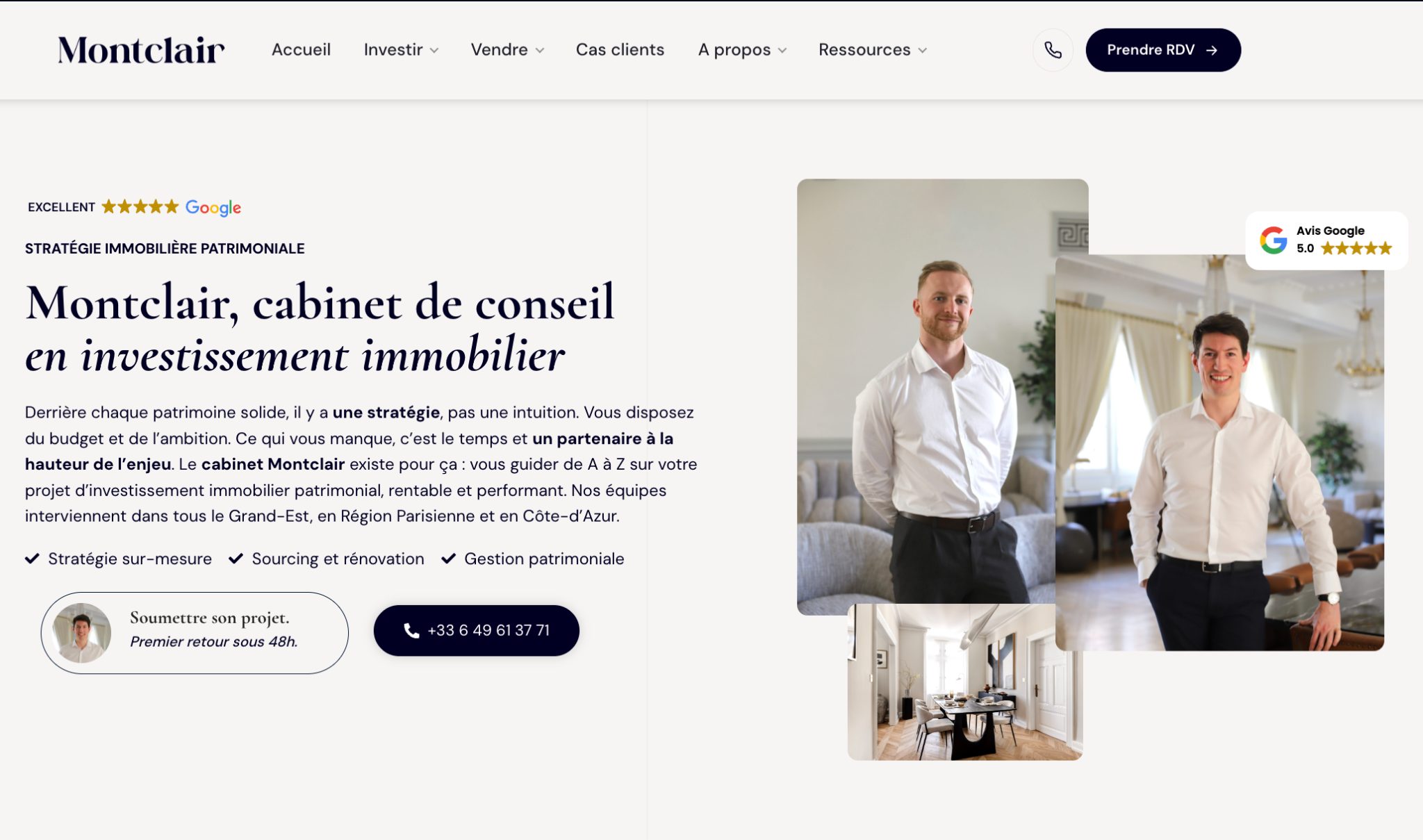 Page d'accueil de Montclair, cabinet de conseil en investissement immobilier
