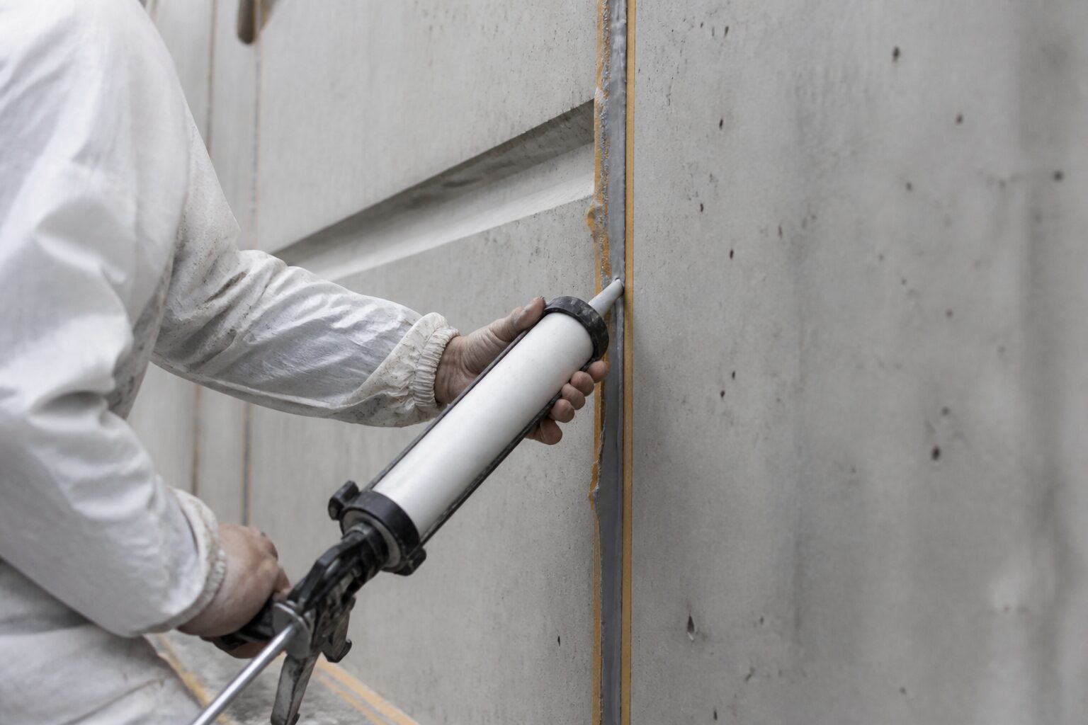 joint de dilatation Sikaflex Construction AP appliqué sur façade béton