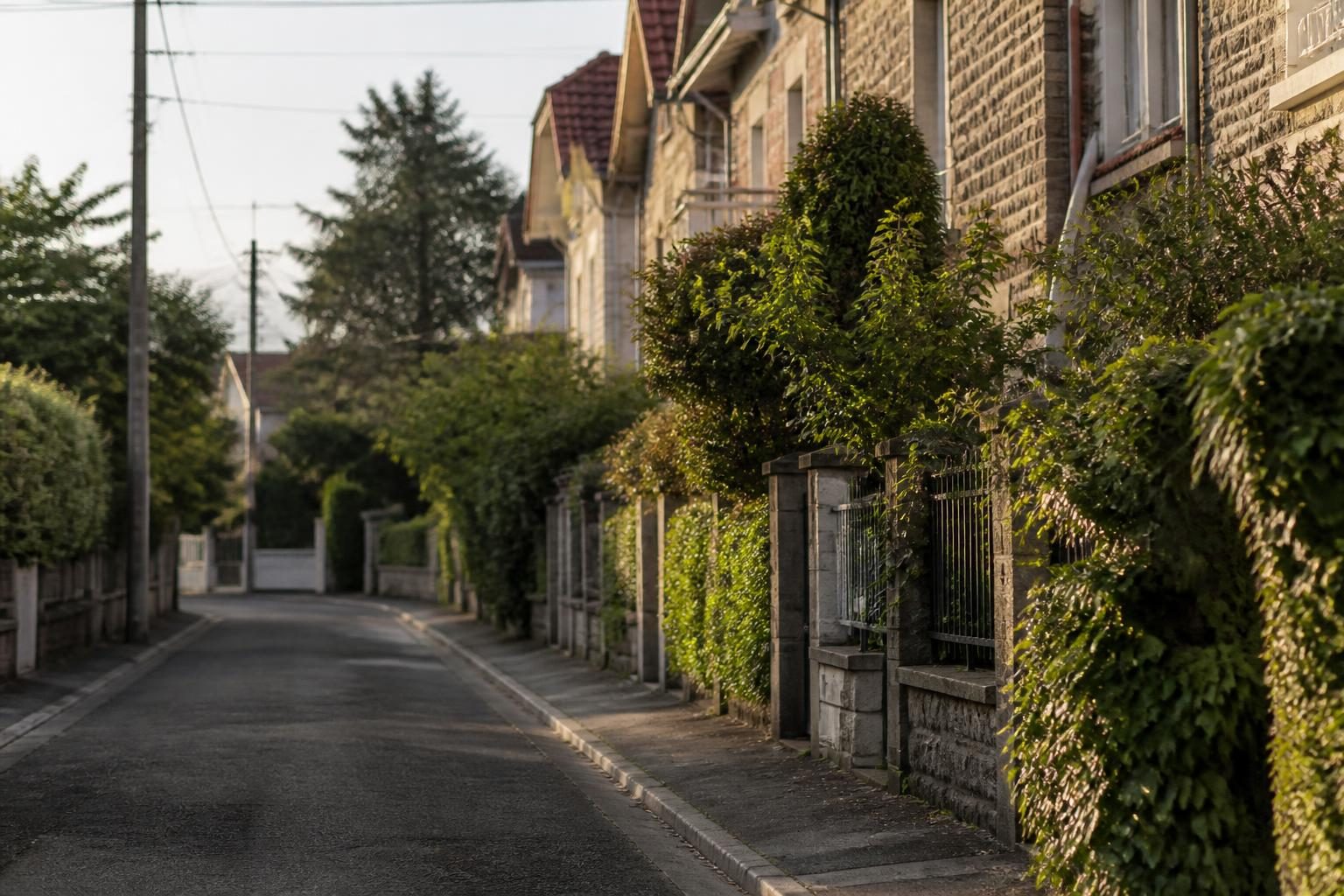 Rue calme d'un quartier pavillonnaire à Champigny-sur-Marne
