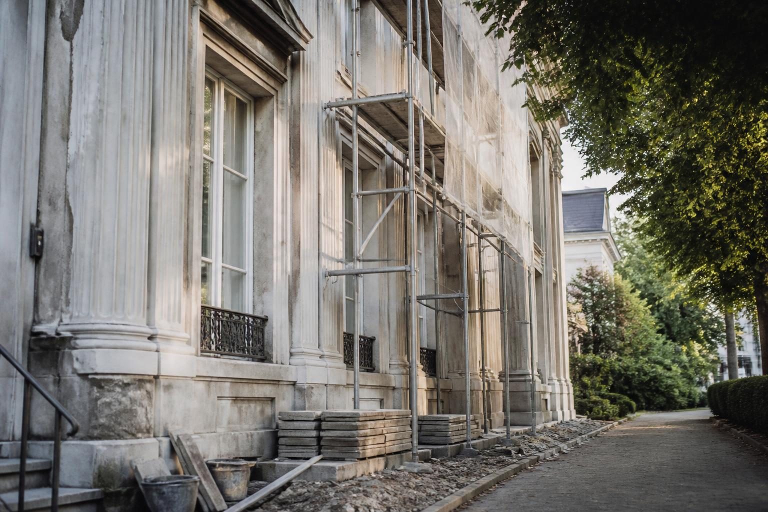 Immeuble ancien en cours de rénovation dans un quartier résidentiel