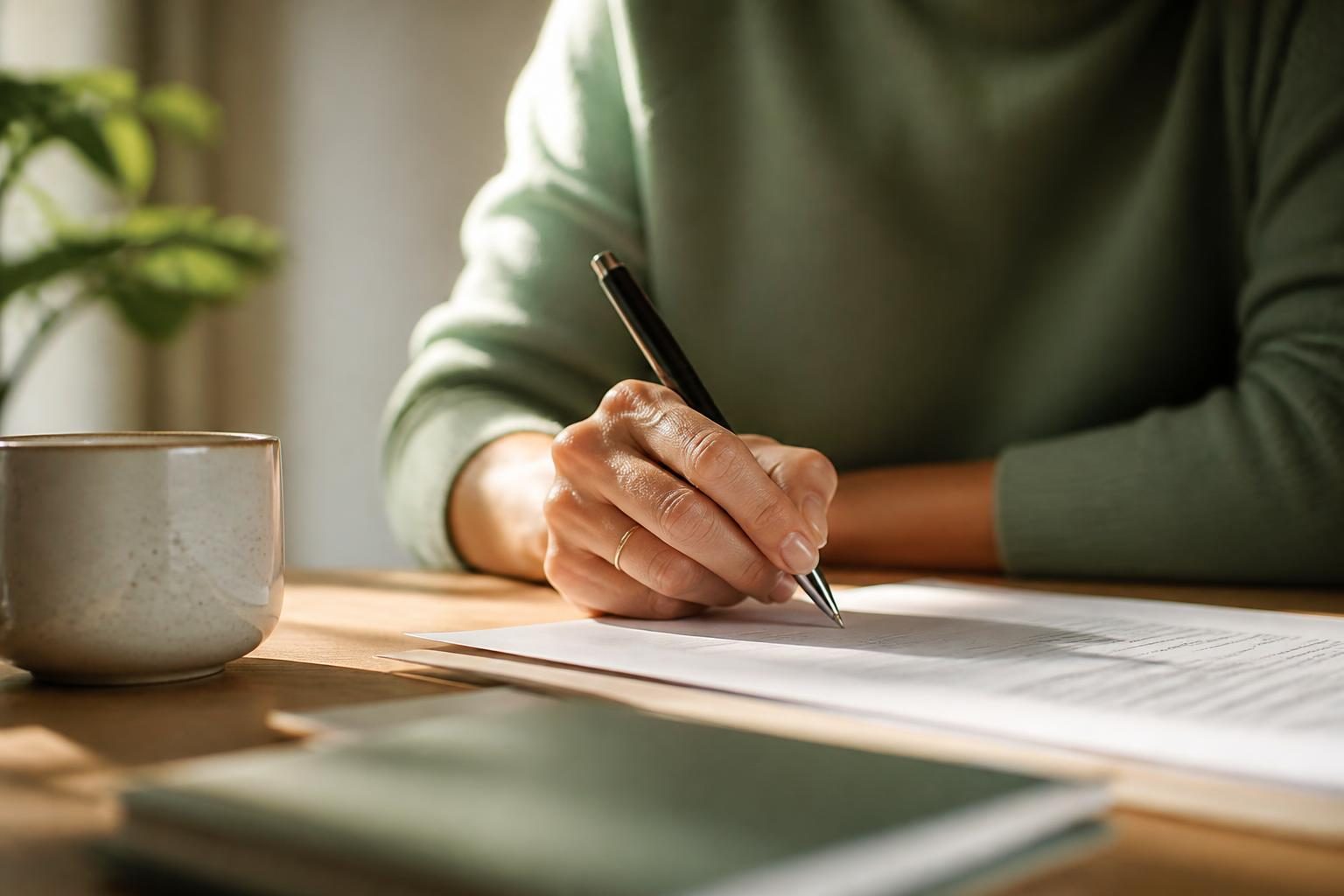 Signature d'un contrat de rachat de crédit à la main
