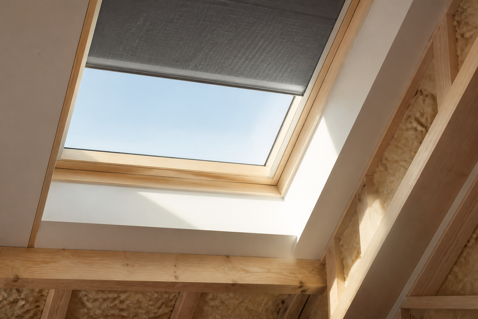 Pose volet velux solaire 114x118 sur fenêtre de combles, lumière naturelle