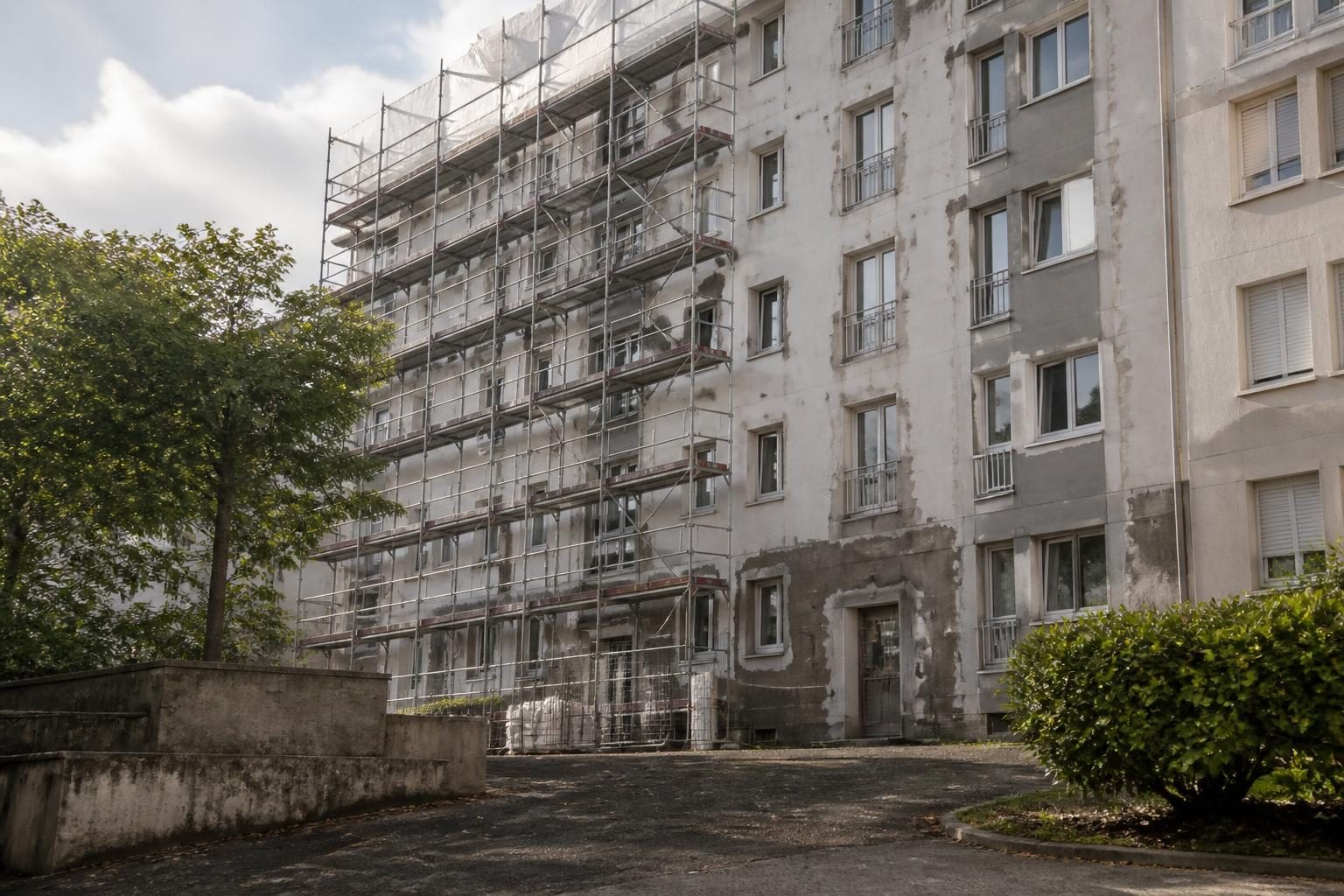 Immeuble en rénovation dans un quartier résidentiel