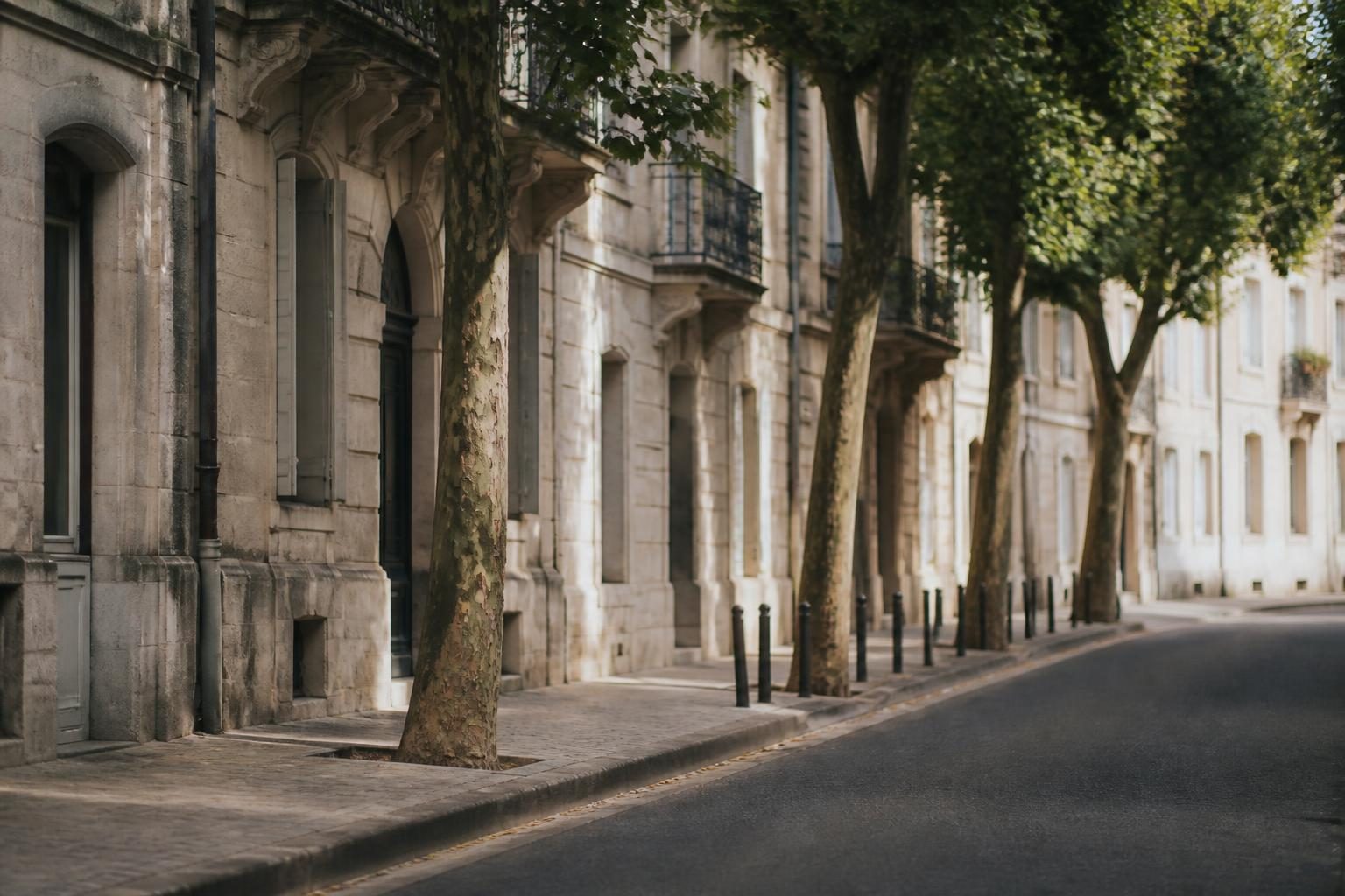 Rue résidentielle calme à Besançon en journée