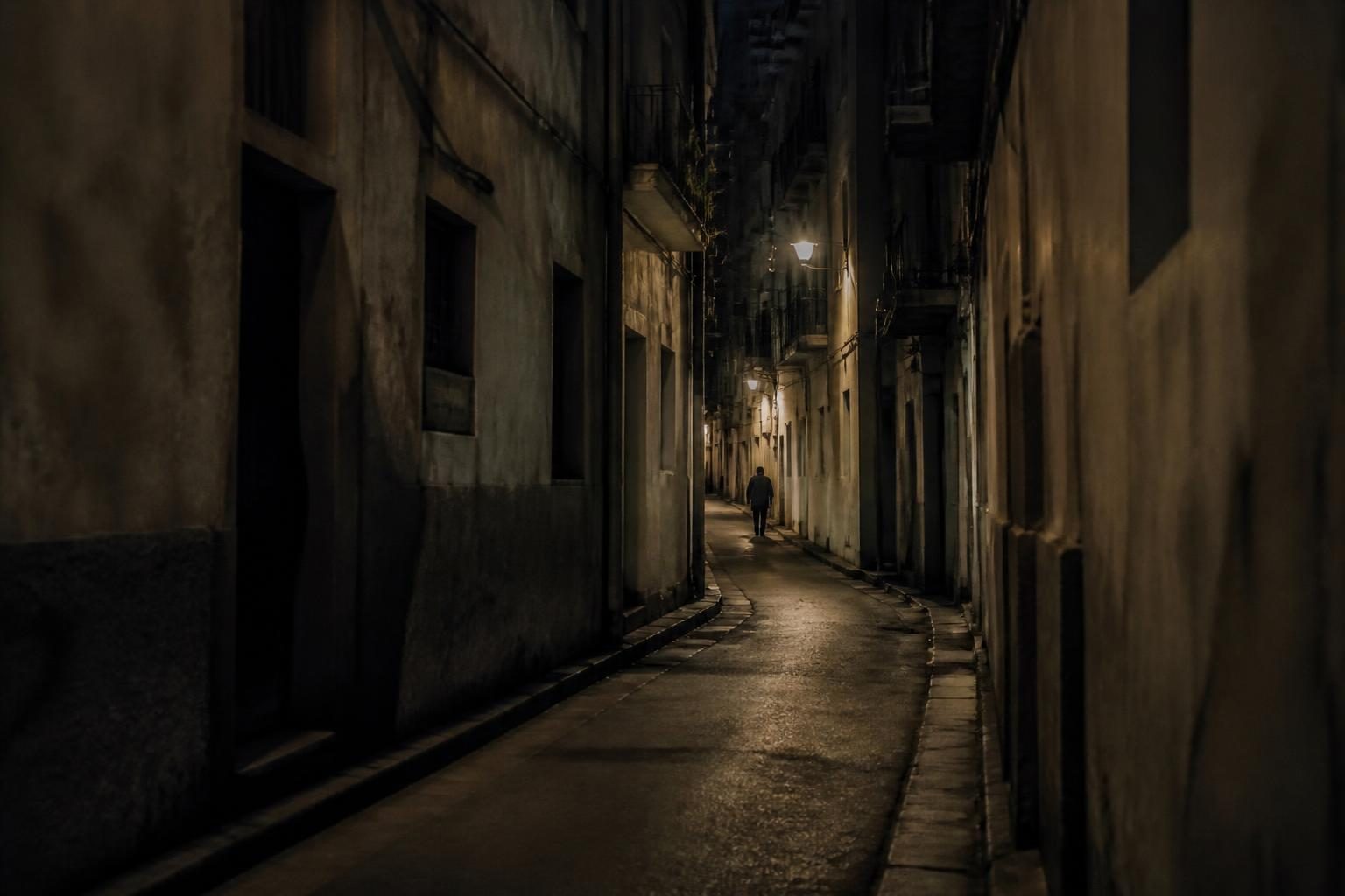 Ruelle d'un quartier du centre d'Athènes en soirée