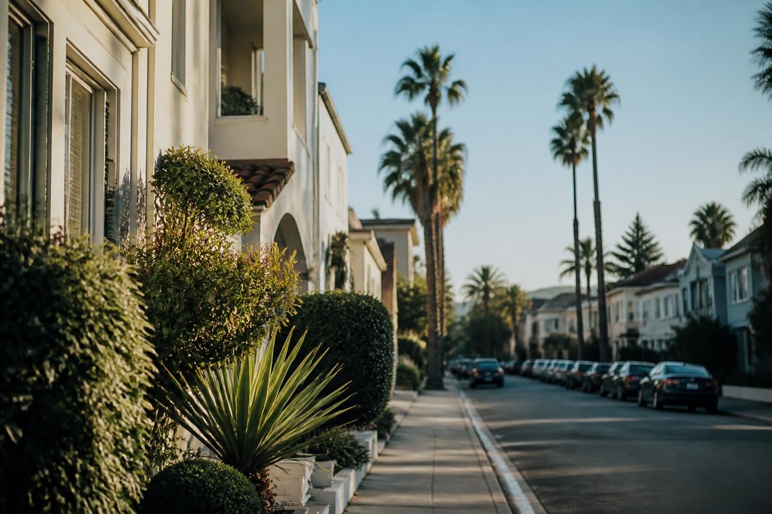 Rue animée d'un quartier sûr de Los Angeles