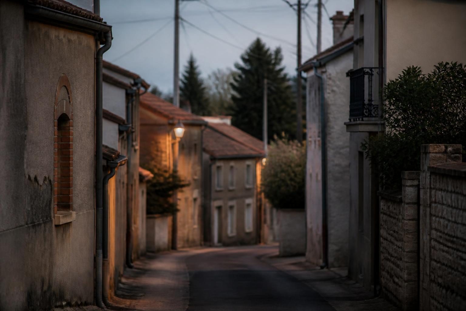 Rue de quartier résidentiel à Royan en fin de journée