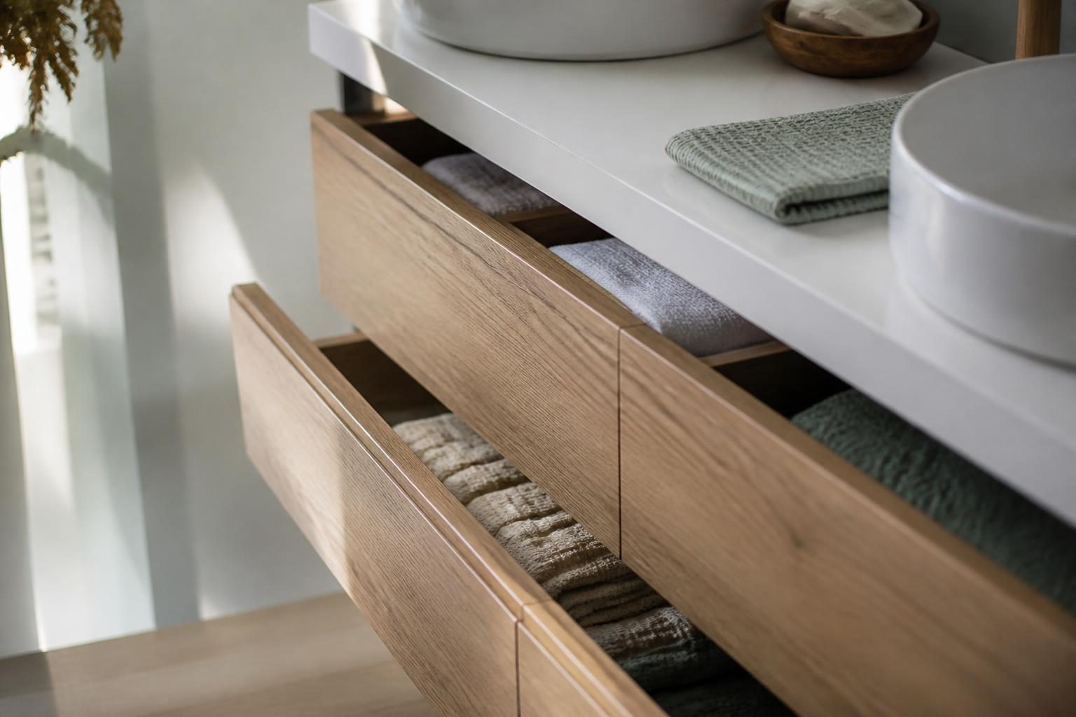 Meuble double vasque suspendu avec rangements